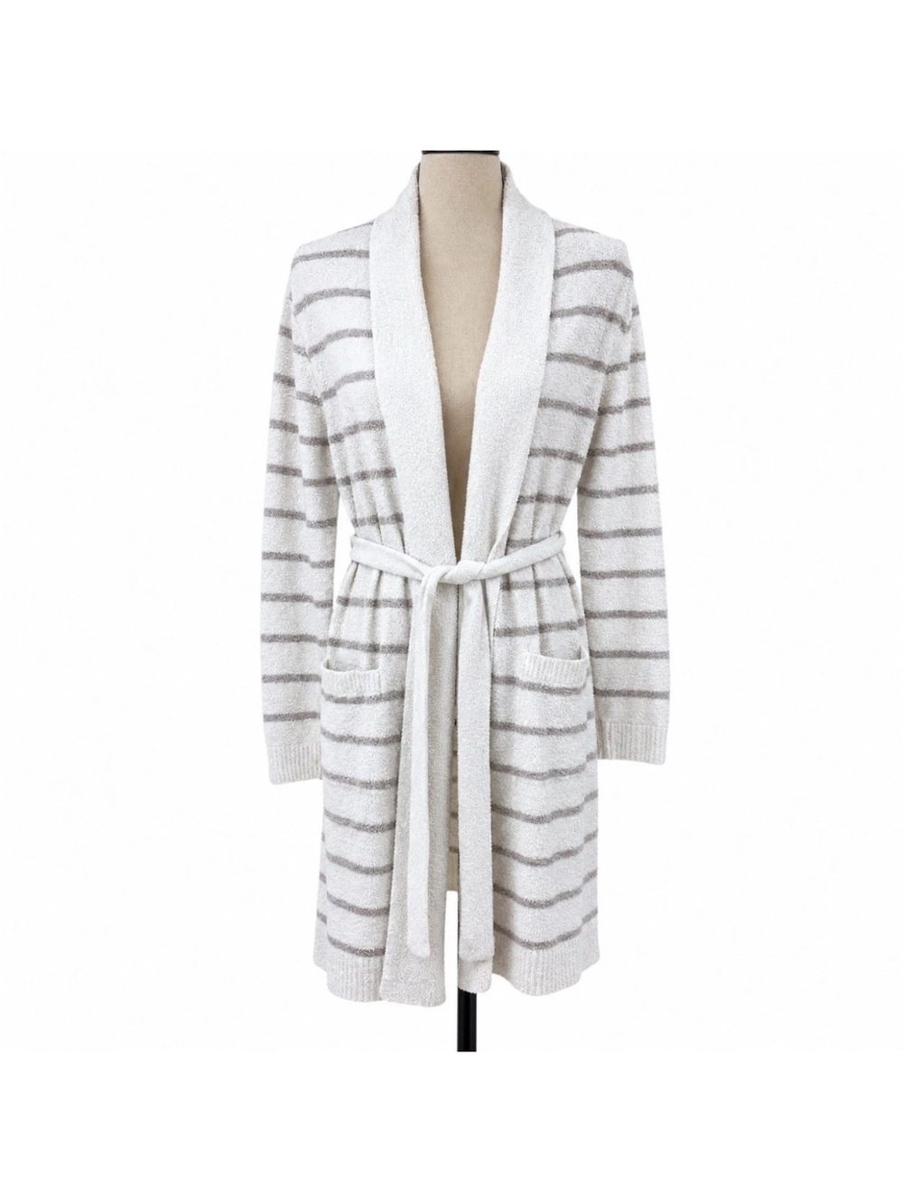 Barefoot Dreams Robe CozyChic Lite Lounge Shawl Collar Belted Cardigan S/M Gray